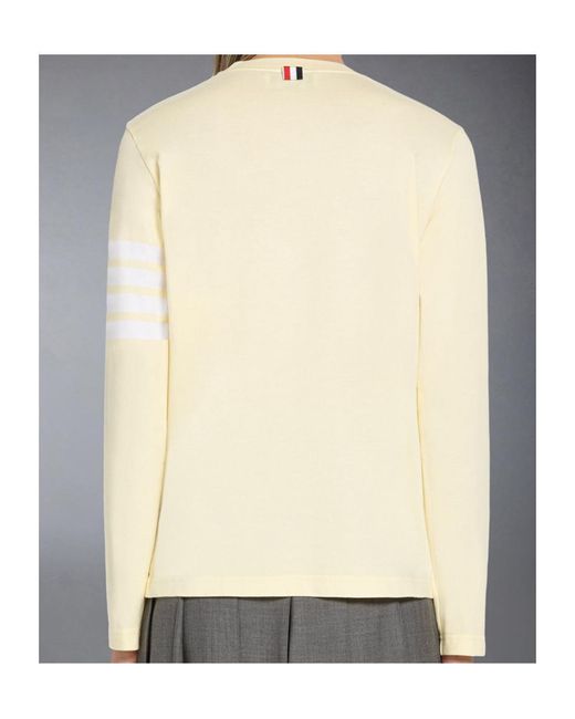 Thom Browne Natural Round Neck Long-Sleeved T-Shirt