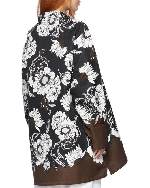 Valentino Multicolor Floral-Print Shirt Dress