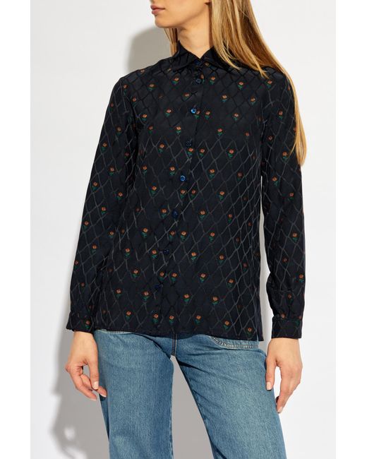 Etro Blue Floral Embroidered Shirt