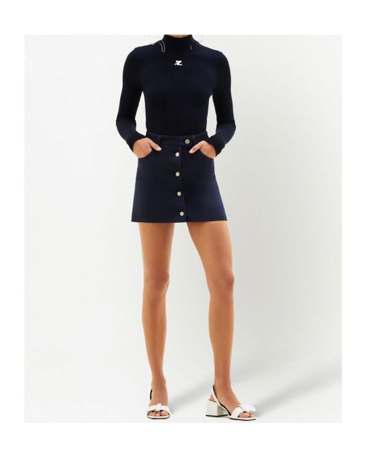 Courreges Blue Courrèges High Neck Knitted Jumper