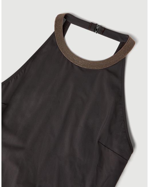 Brunello Cucinelli Black Monili Halterneck Swimsuit