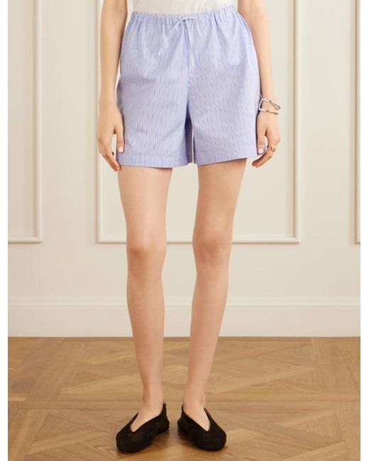 Anine Bing Blue Ramy Pinstripe Shorts