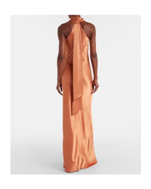 Galvan White Pandora Halterneck Satin Gown