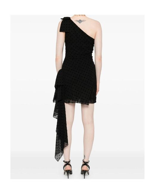 Alessandra Rich Black Polka-Dot Ruffled Dress