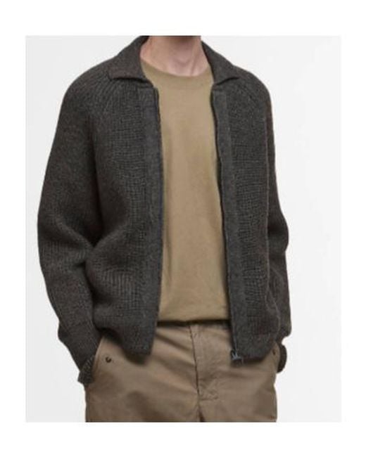 Barbour Black Zip-Fastening Ribbed-Knit Cardigan for men