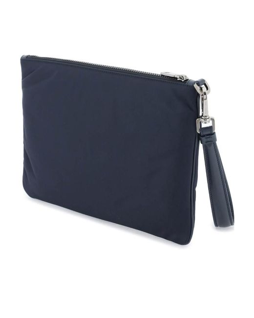 Dolce & Gabbana Blue Logo Print Zipped Clutch Bag for men