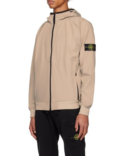 Stone Island Brown Compass-Motif Hooded Jacket for men