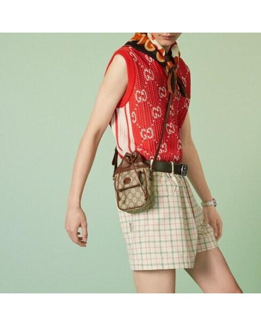 Gucci Brown Small Gg-Canvas Shoulder Bag