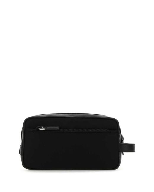 Prada Black Re-Nylon And Saffiano Leather Travel Pouch for men