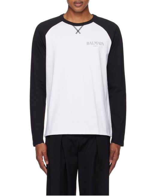 Balmain Black Logo Printed Long-Sleeve T-Shirt for men