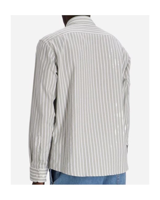 Boss White Striped Button-Up Shirt for men