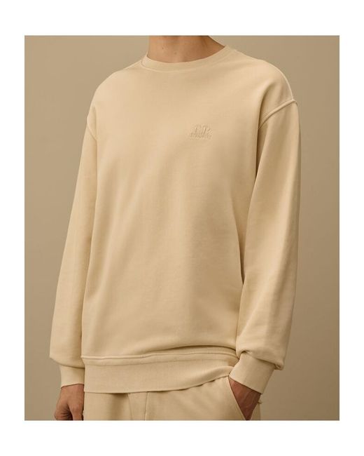 C P Company Natural Logo-Embroidered Crewneck Cotton Sweatshirt for men