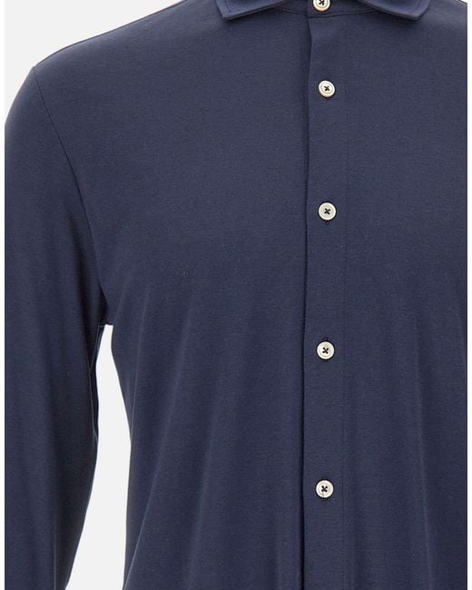 Eleventy Blue Classic Long-Sleeve Shirt for men