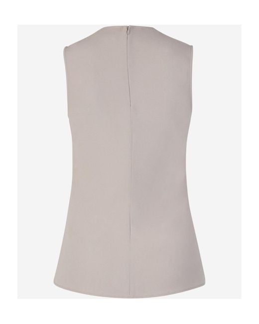 AMI Gray Round-Neck Crepe Tank Top