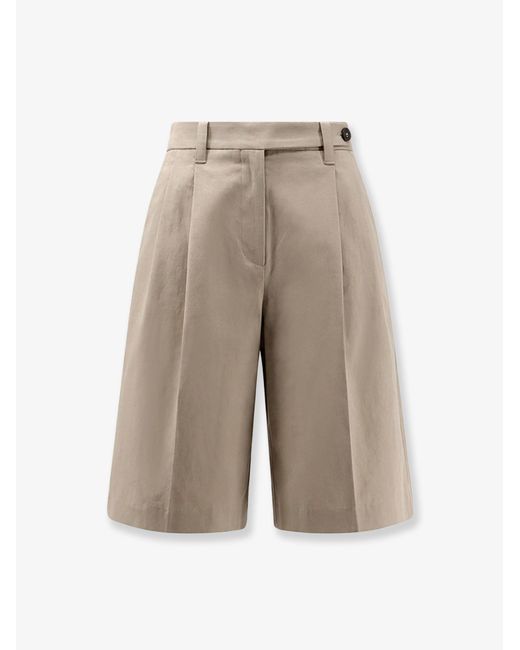Brunello Cucinelli Natural Cotton And Linen Shorts