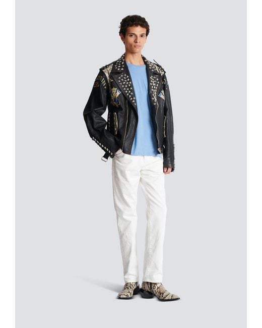 Balmain White Mid-Rise Slim-Fit Jeans for men