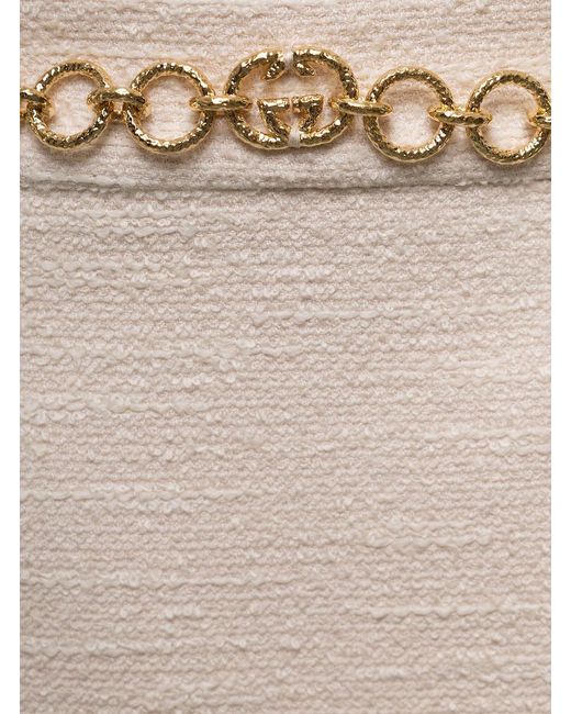 Gucci Natural A-Line Bouclé Miniskirt