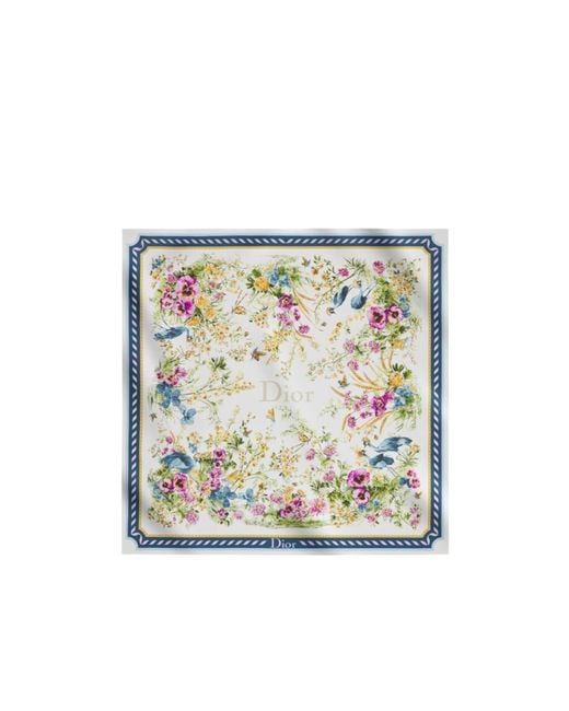 Dior Multicolor Iviera Toile De Jouy Floral Garden 90 Square Scarf