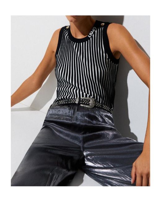 Liu Jo Black Striped Knitted Top