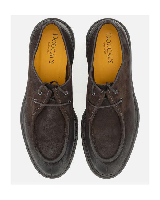 Doucal's Brown Round-Toe Lace-Up Loafers for men