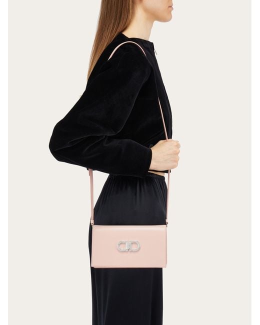Ferragamo Pink Double Gancini Mini Shoulder Bag