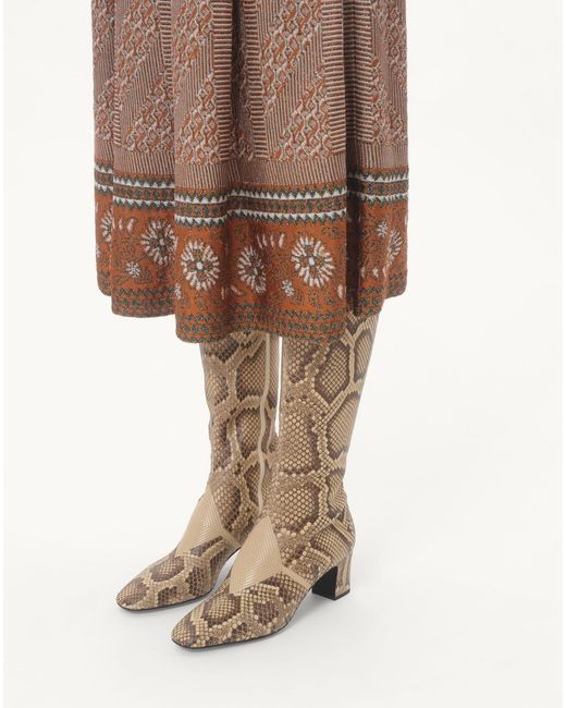 Valentino Brown All-Over Patterned Knitted Skirt