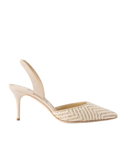 Manolo Blahnik Metallic Raffia Slingback Pumps