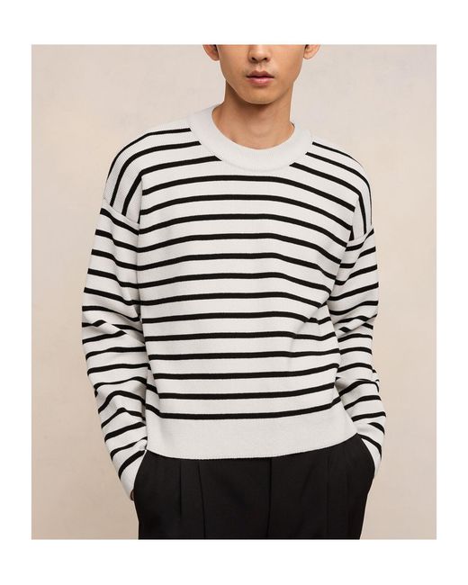 AMI White Ami Striped Long-Sleeved Jumper for men