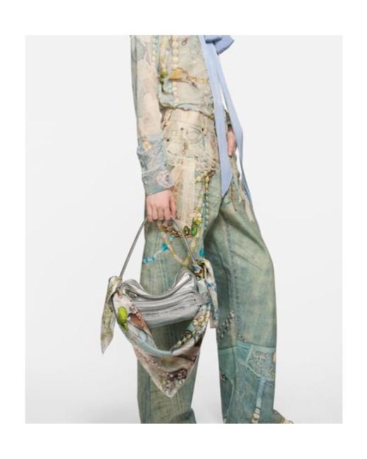 Acne White Patchwork Pearl Scarf for men