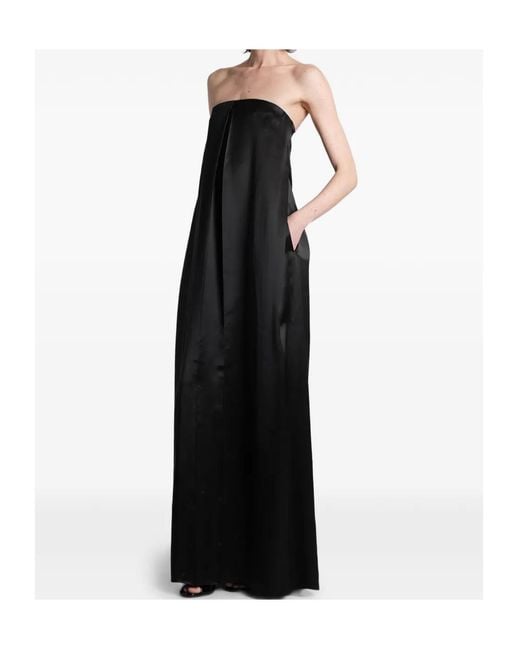 DARKPARK Black Strapless Pleated-Detail Maxi Dress