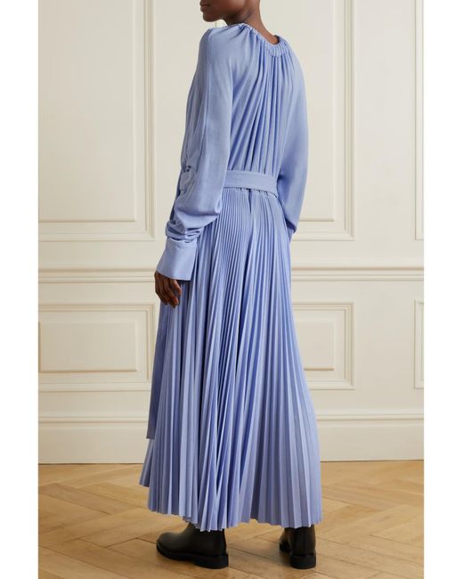 Proenza Schouler Blue Lace-Up Pleated Dress