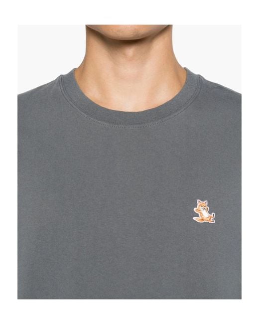 Maison Kitsuné Gray Short-Sleeved T-Shirt for men