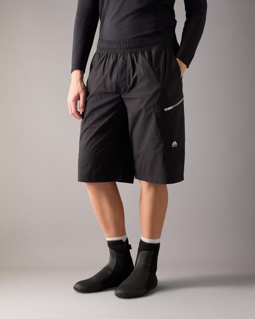 Moose Knuckles Black Flight Cargo Shorts for men