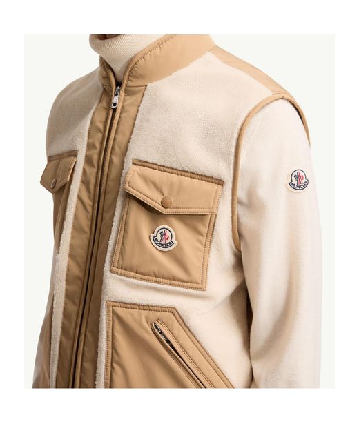 Moncler Natural Logo Patch Zip-Up Gilet for men