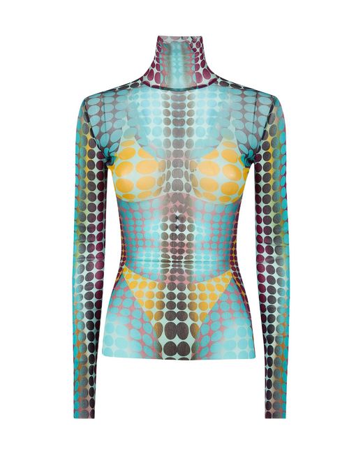 Jean Paul Gaultier Blue High-Neck Stretch Top
