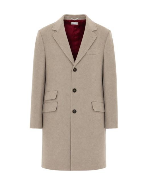 Brunello Cucinelli Natural Single Breasted Button-Up Coat for men