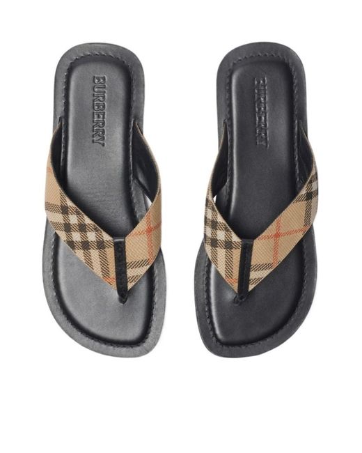 Burberry Brown Checked Pavilion Slip-On Slides for men
