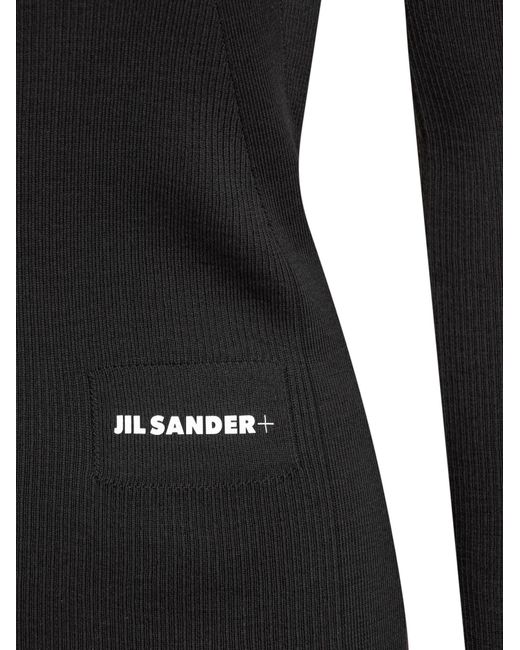 Jil Sander Black Crewneck Ribbed Jumper