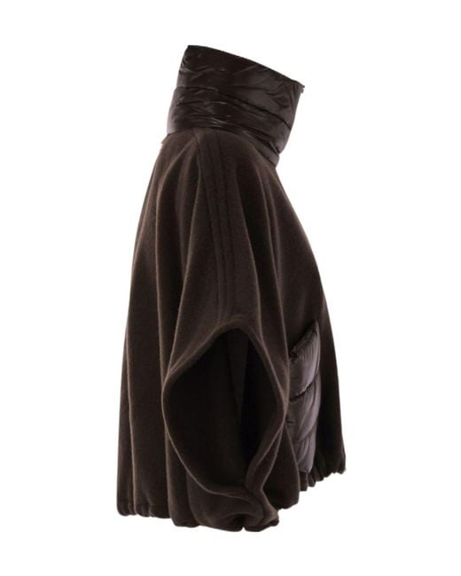 Herno Brown Resort High-Neck Patch-Pocket Poncho
