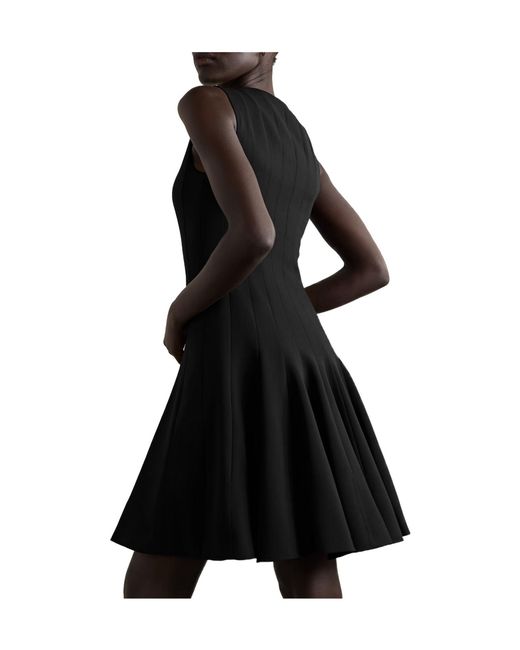 Akris Black Paneled Wool-Blend Mini Dress