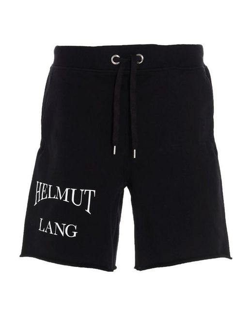 Helmut Lang Black Logo-Print Track Shorts for men