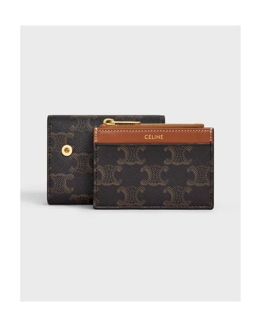 Céline Black Compact Wallet Triomphe