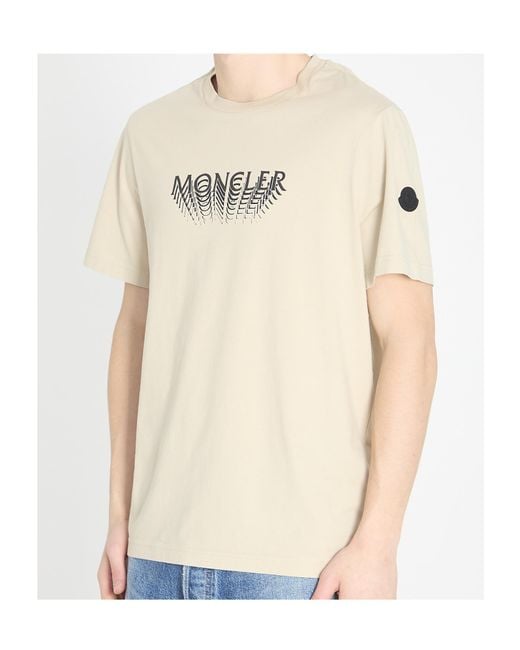 Moncler White Logo Printed Crewneck T-Shirt for men