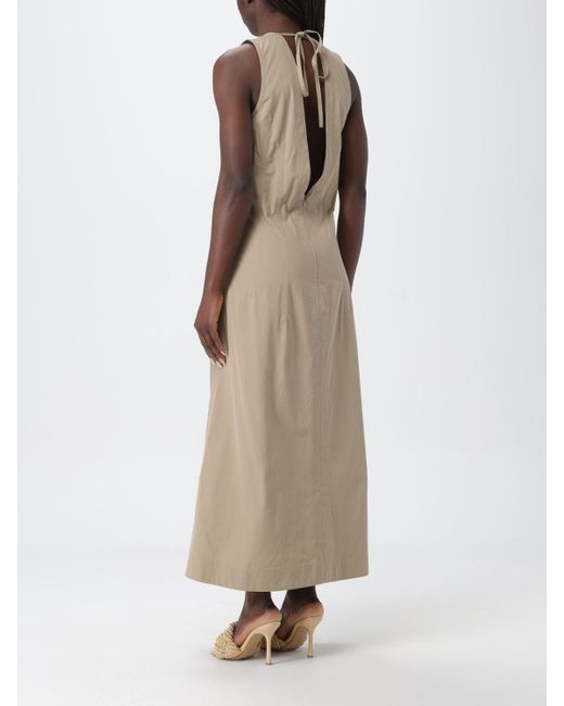 Bottega Veneta Natural V-Neck Sleeveless Midi Dress