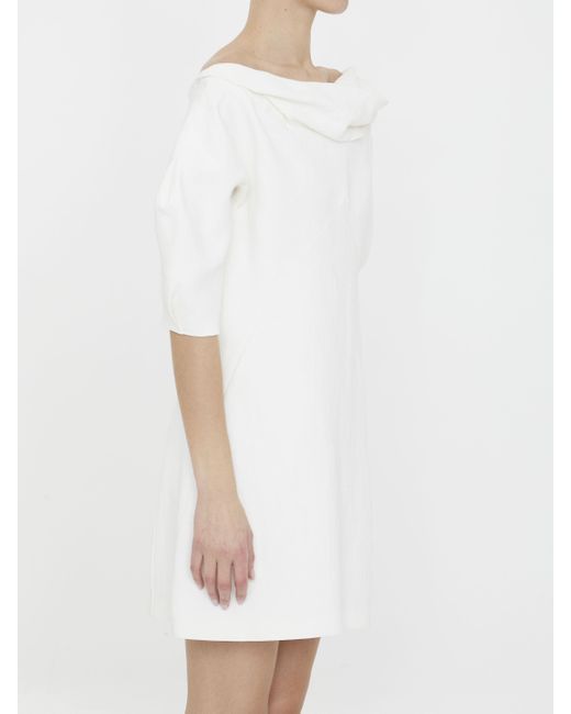 Jil Sander White Ruched Short-Sleeved Mini Dress