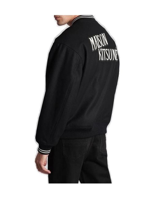Maison Kitsuné Black Maison Kitsuné Button-Up Bomber Jacket for men