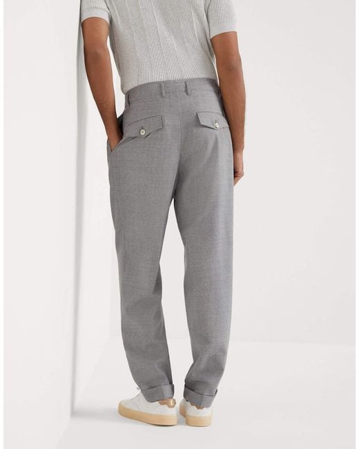 Brunello Cucinelli Gray Tapered Virgin-Wool Trousers for men