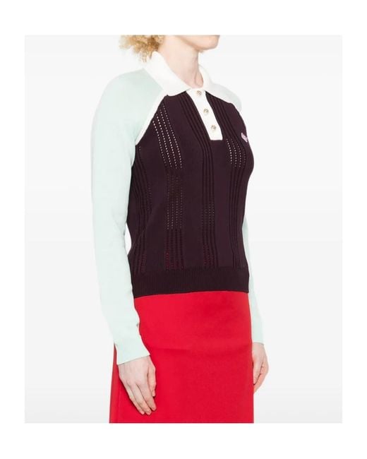 Casablanca Red Sporty Rib Polo Knitwear