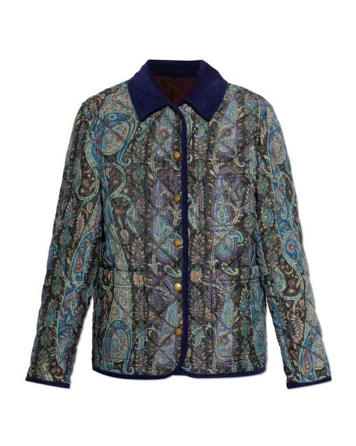 Etro Blue Paisley Quilted Down Jacket