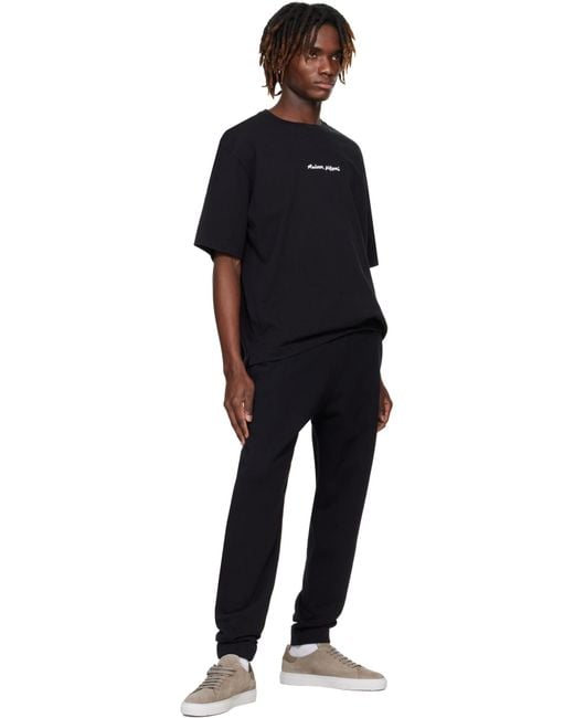 Maison Kitsuné Black Maison Kitsuné Logo Embroidered Drawstring Trousers for men